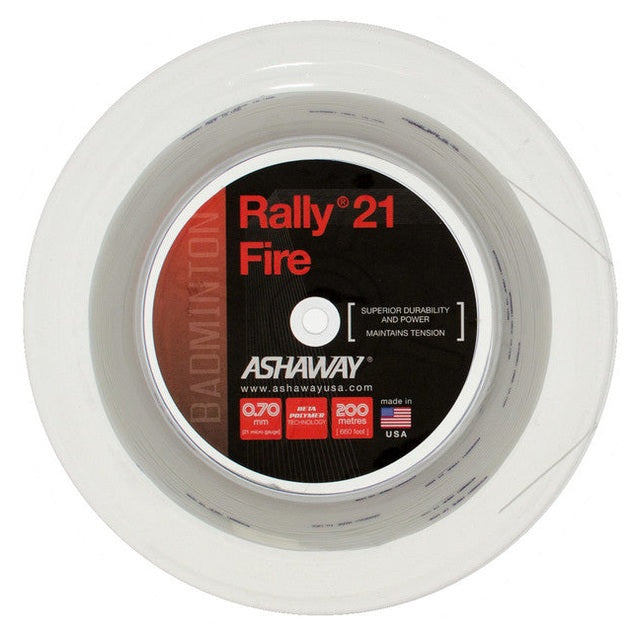 Ashaway Rally 21 Fire 0.70mm Badminton 200M Reel - Smash Pro
