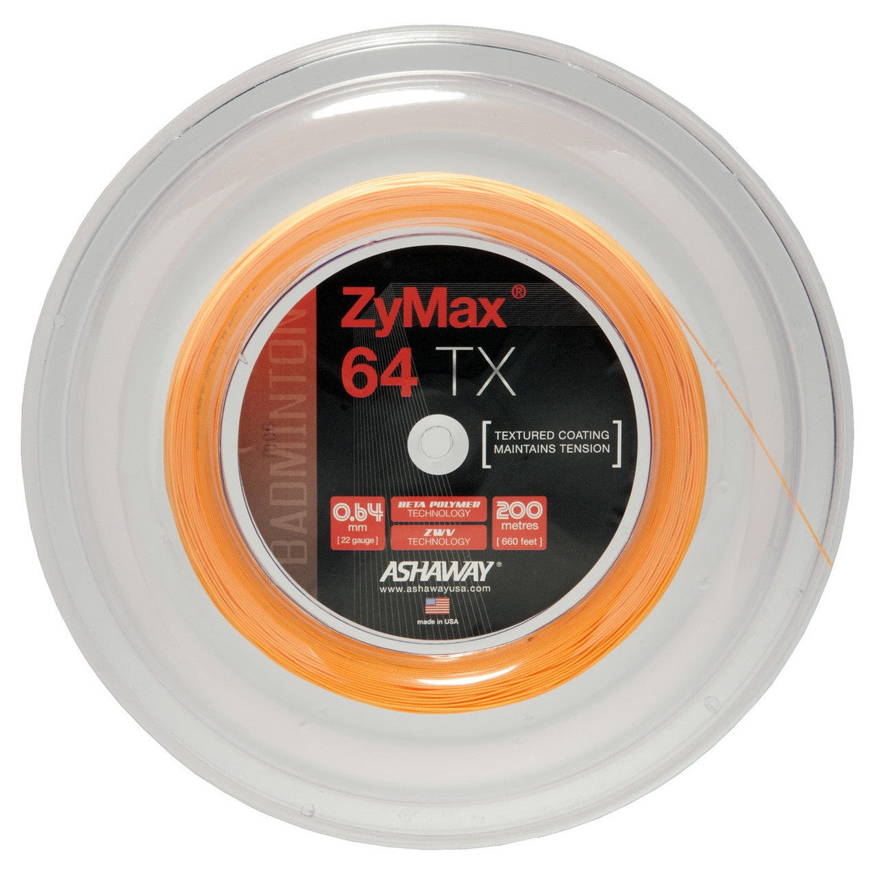 Ashaway ZyMax 64 TX 0.64mm Badminton 200M Reel - Smash Pro
