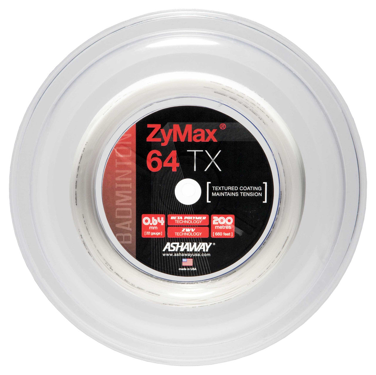 Ashaway ZyMax 64 TX 0.64mm Badminton 200M Reel - Smash Pro