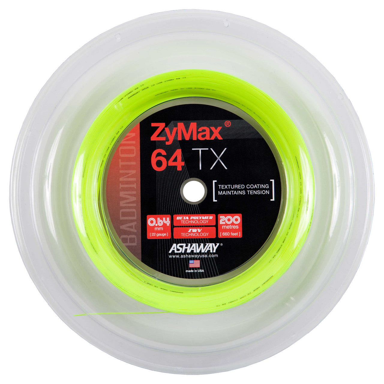 Ashaway ZyMax 64 TX 0.64mm Badminton 200M Reel - Smash Pro