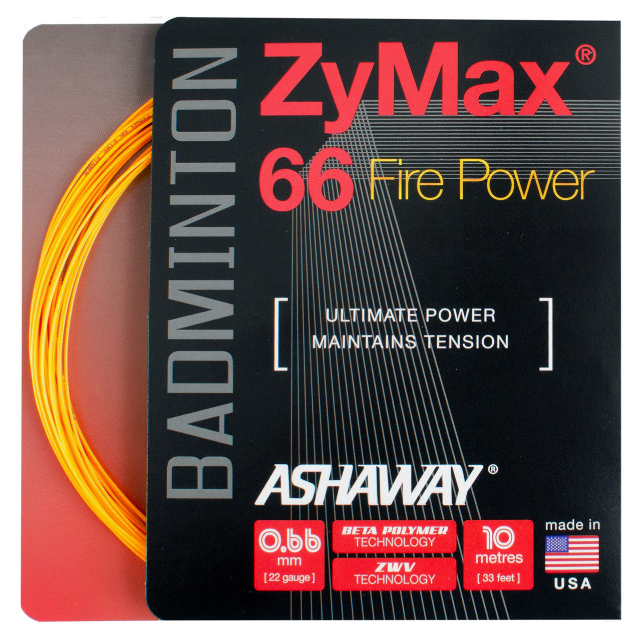 Ashaway ZyMax 66 Fire Power 0.66mm Badminton Set - Smash Pro