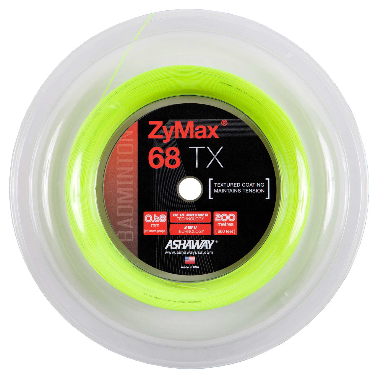 Ashaway ZyMax 68 TX 0.68mm Badminton 200M Reel - Smash Pro