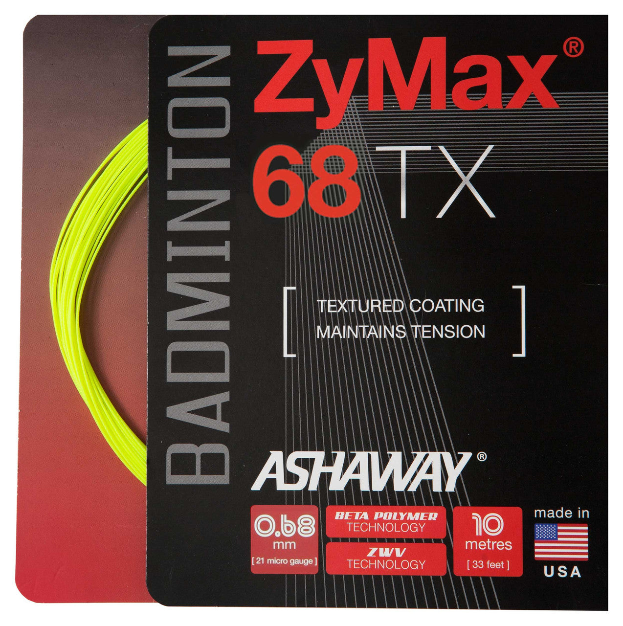 Ashaway ZyMax 68 TX 0.68mm Badminton Set - Smash Pro