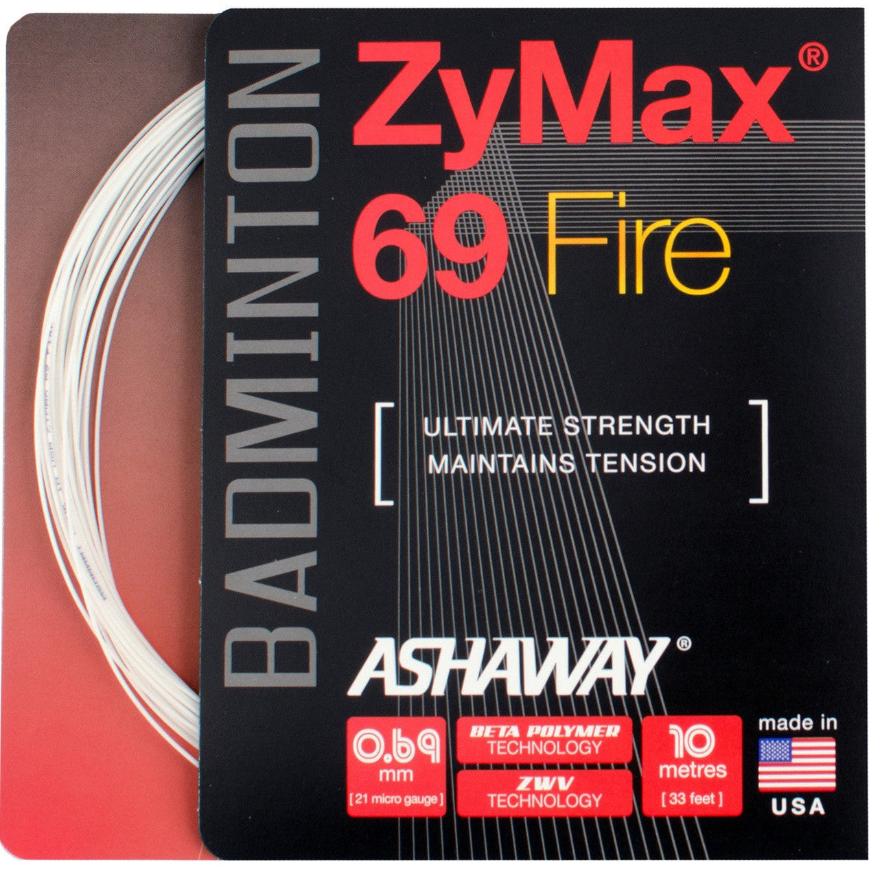 Ashaway ZyMax 69 Fire 0.69mm Badminton Set - Smash Pro