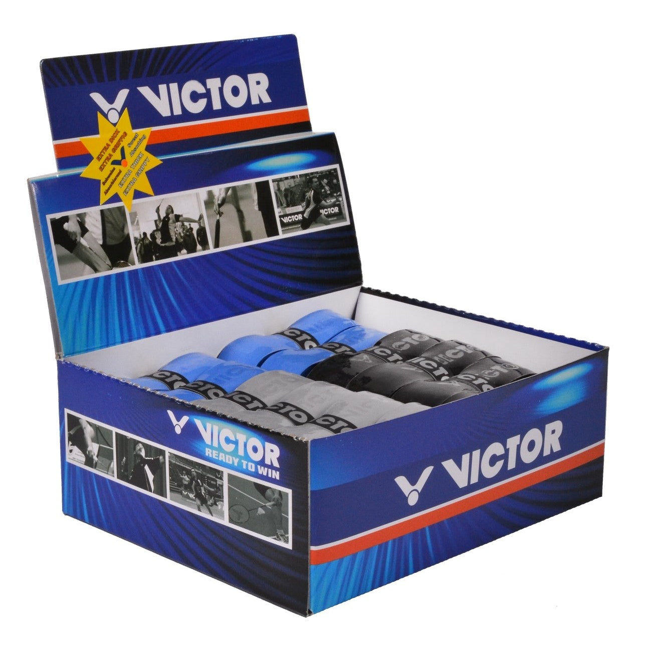VICTOR HYPER GRIP PLUS 25PCS ASSORTED COLOURS BLUE,BLACK,GREY - Smash Pro