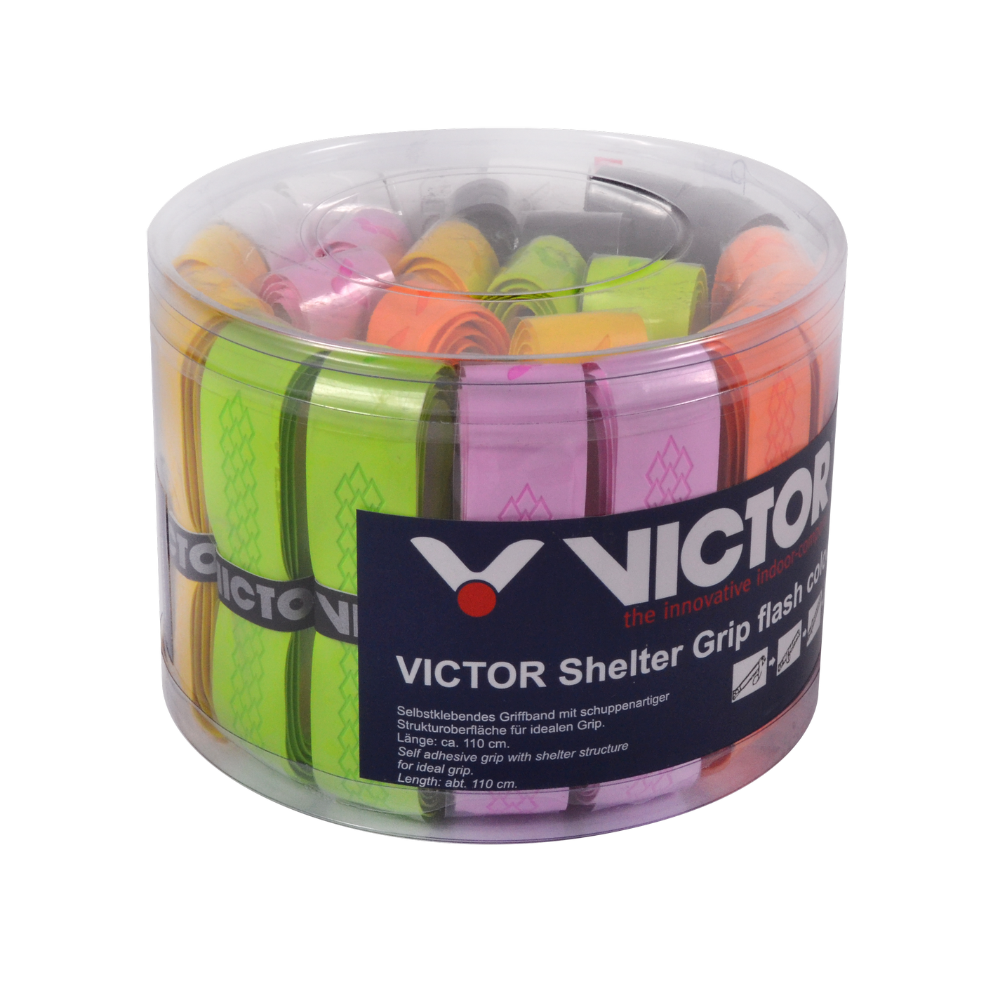 VICTOR SHELTER GRIP FLASHY 25PCS - GREEN, ORANGE, YELLOW, PINK, BLUE - Smash Pro