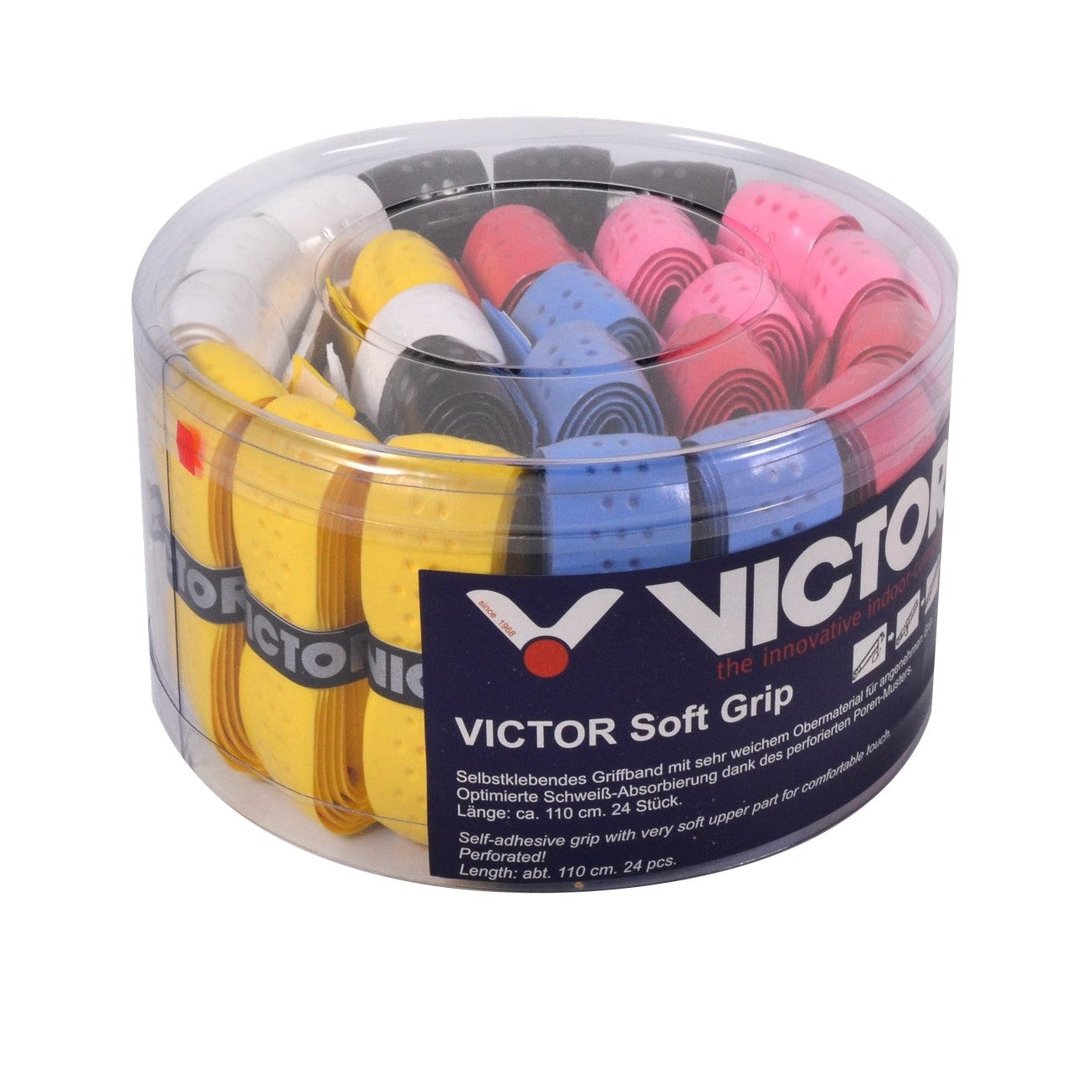 VICTOR SOFT GRIP BOX ASSORTED COLOURS 24 PCS - Smash Pro